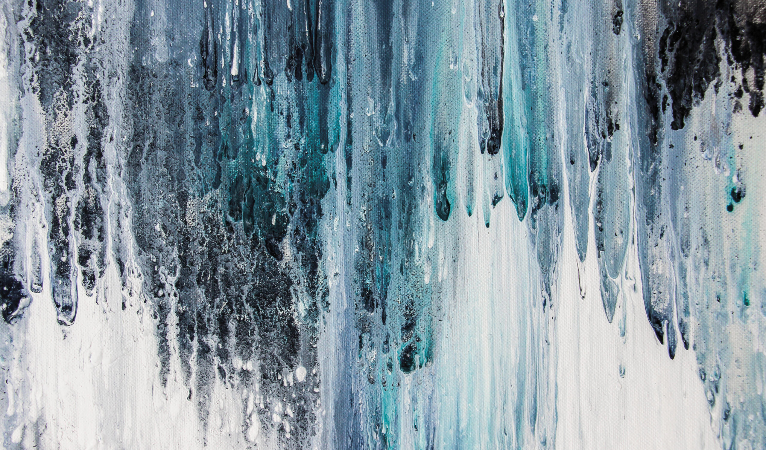 Blue,And,White,Abstract,Acrylic,Painting,On,Canvas