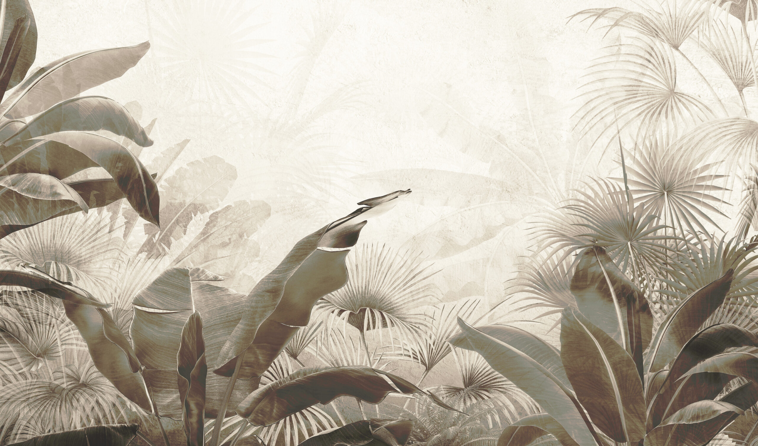 Tropical,Palm,Leaves.,Mural,,Wallpaper,For,Internal,Printing.,3d,Illustration