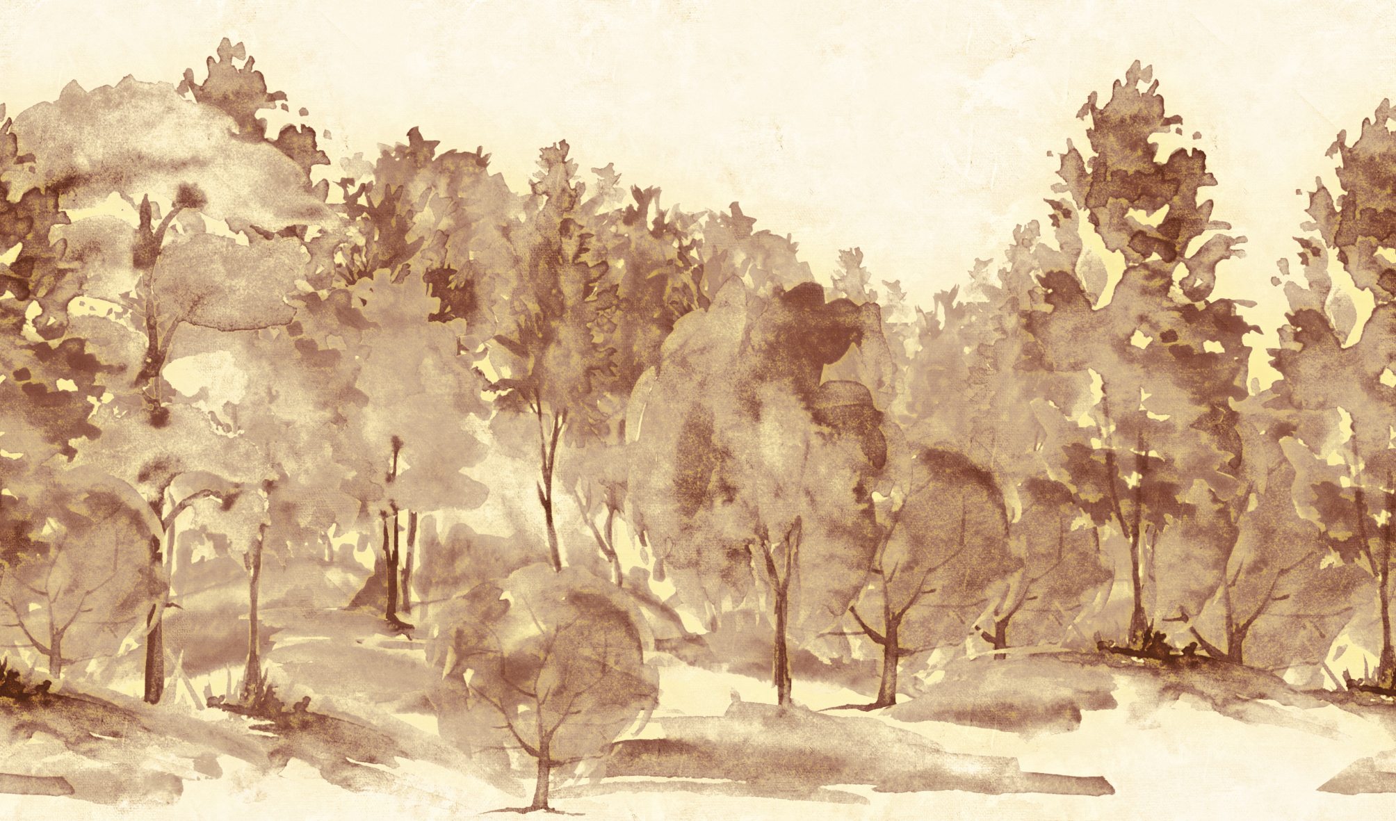 Watercolor,Autumn,Trees,Of,Yellow,,Red,,Orange,Color.,Autumn,Forest,hill.