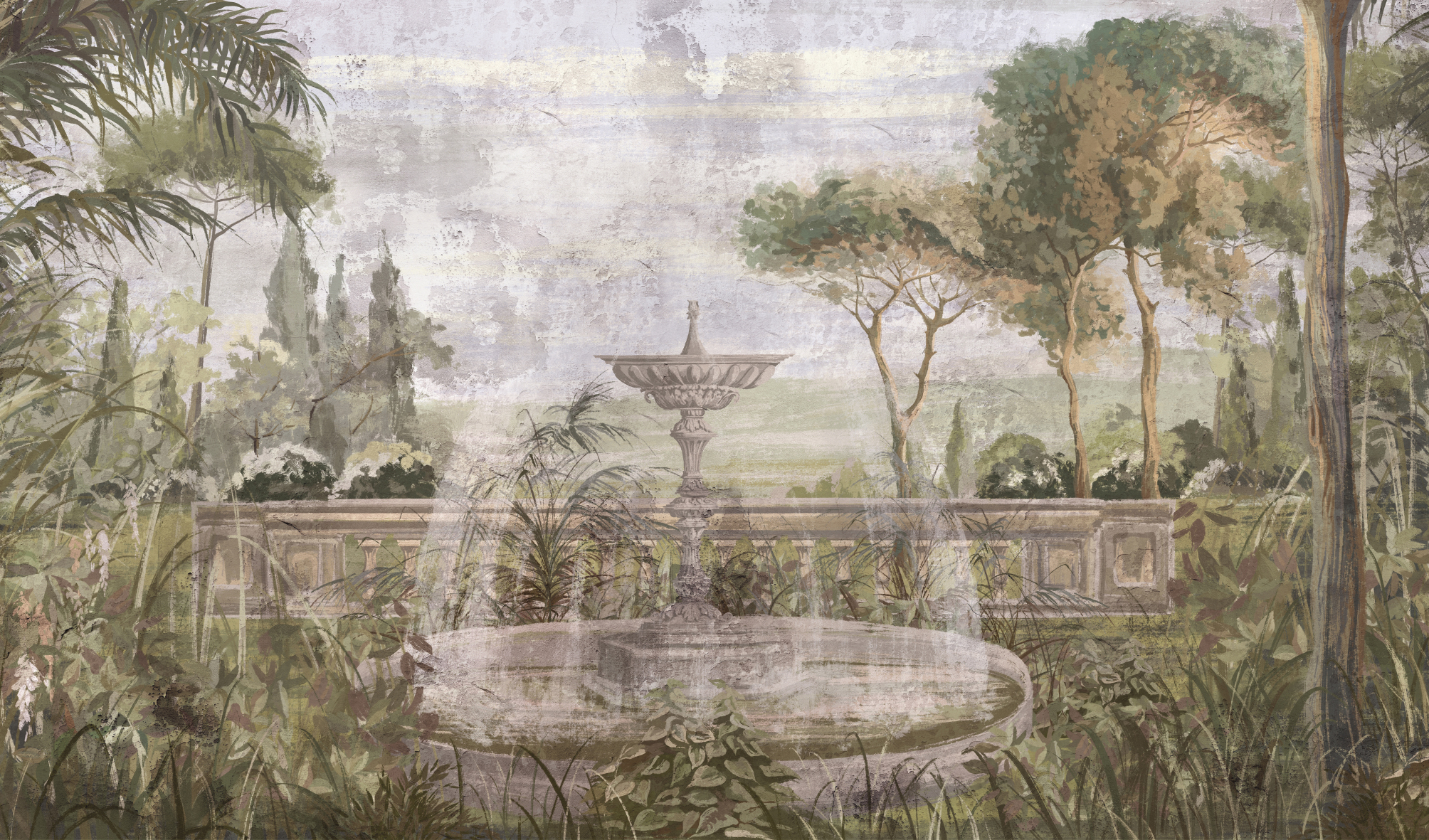 Graphic,Illustration,Of,A,Toscana,Garden.,Design,For,Interior,Project,