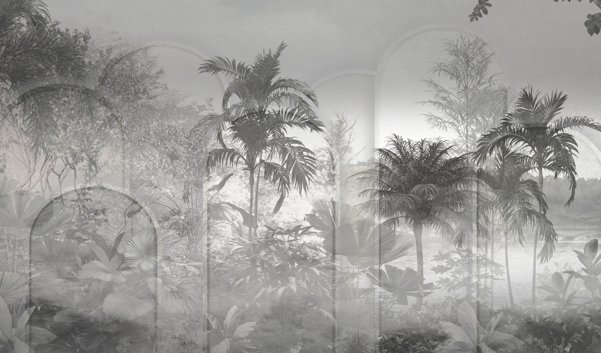 Tropical,Trees,And,Leaves,In,Foggy,Forest,Wallpaper,Design,-